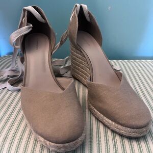 Reformation Taupe Espadrille Wedges